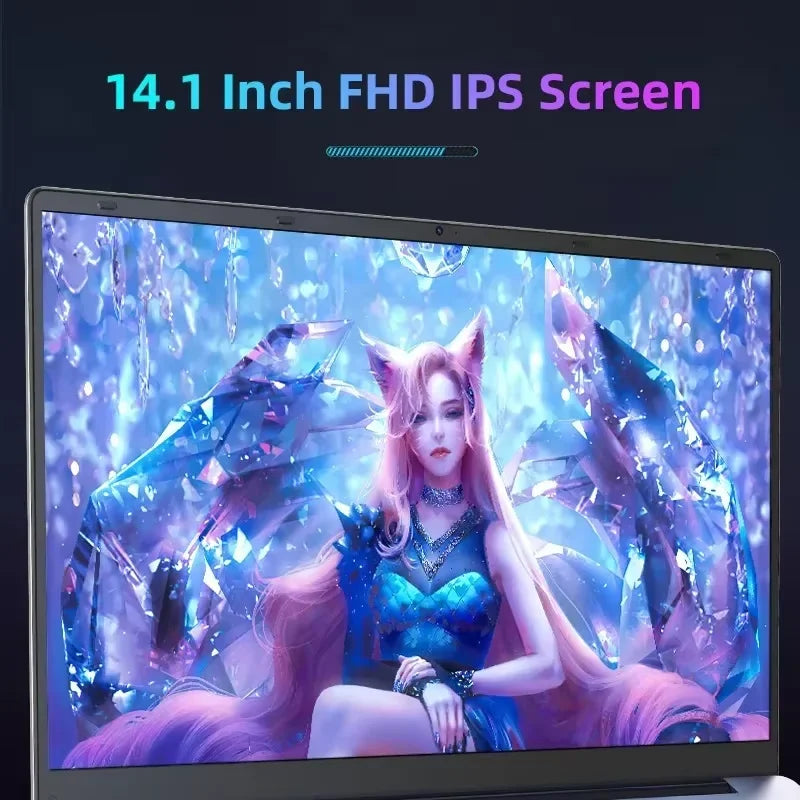 New Ultra Slim Laptop 14.1" 16GB RAM 2TB SSD Intel N3700 Notebook Gamer 1920*1080 Display Office Study Computer PC Windows 11 Pro