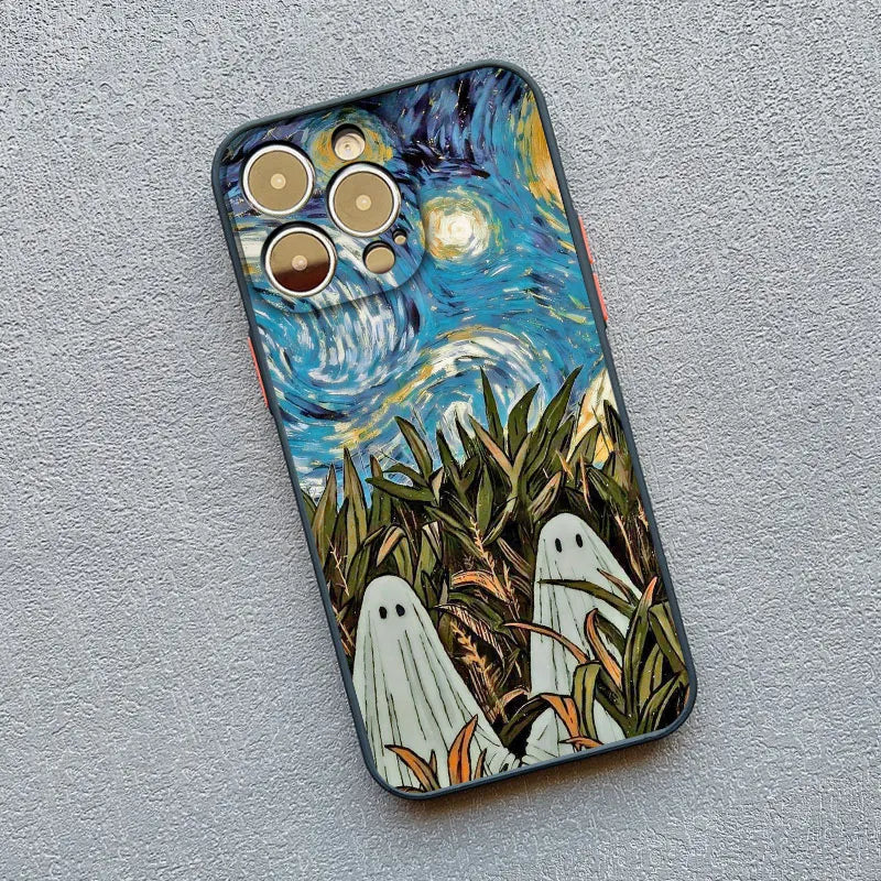 Case For iPhone 17 15 14 11 Pro Max 16 13 12 Mini Pro Max XS X XR 14 15 16 Plus Aesthetic Cute Ghost Art Shockproof Covers