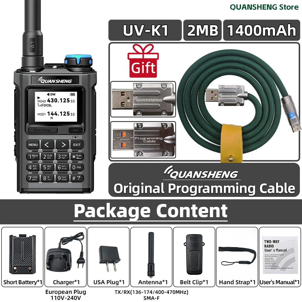 Quansheng UV K1 Mini Walkie Talkie Wireless Set Hunting Camping Long Range Ham Communication Radio K6 Walkier Talkie Transceiver