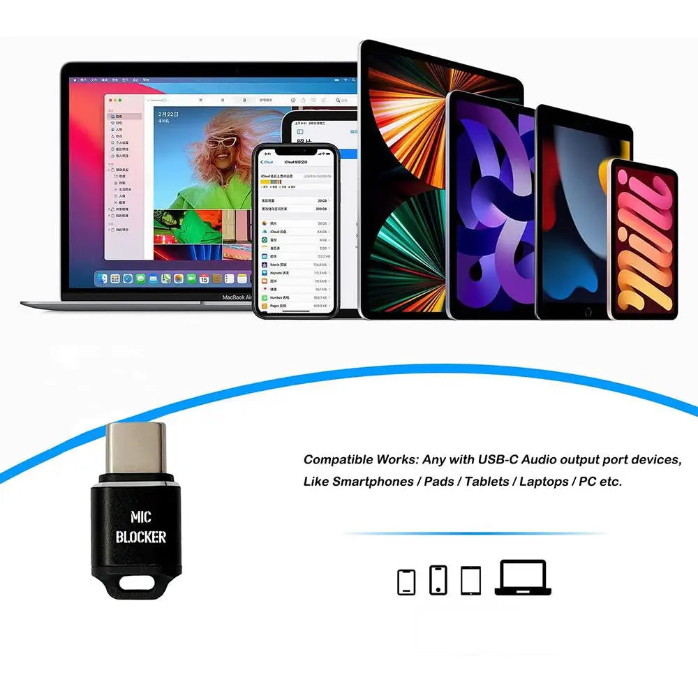 New USB-C MIC Blocker Anti Eavesdropping Microphone Privacy Plug Keep Conversation Safe for Smartphones Tablets Laptops