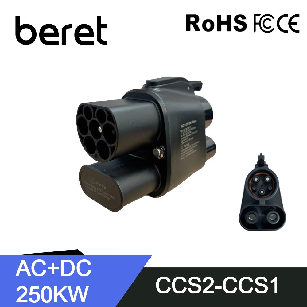 BERET EV Charger CCS2 to CCS1 DC 250A 250KW Adapter Fast Charging CCS Combo 2 to CCS Combo 1 Universal Model  Car Charging