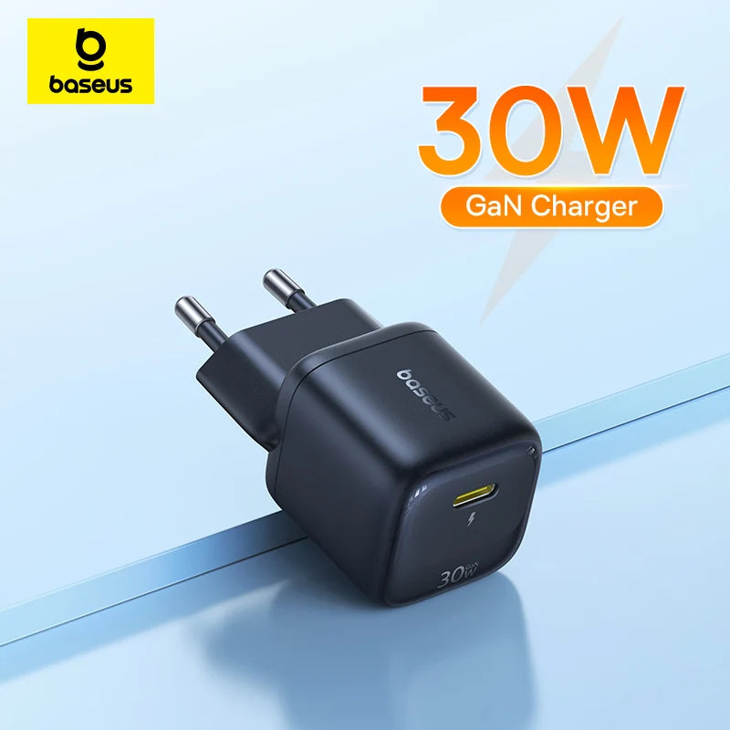 Baseus 30W GaN Charger PD Charger For iPhone 17 16 15 14 13 12 Max Fast Charger PD3.0 QC3.0 Phone Charger Type C Tablets Charger