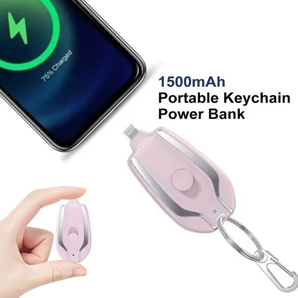 Portable Charger Keychain 1500mAh Emergency Rapid Recharge For Mobile Phone Moving Compact and Comfortable Design L