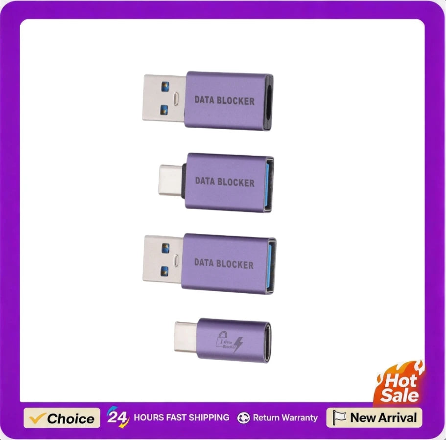 4 Pcs Data Blocker for Any USB Mobile Phone Quick Charging for Any USB Mobile Phone Quick Charging Data Blocking USB C Adapter