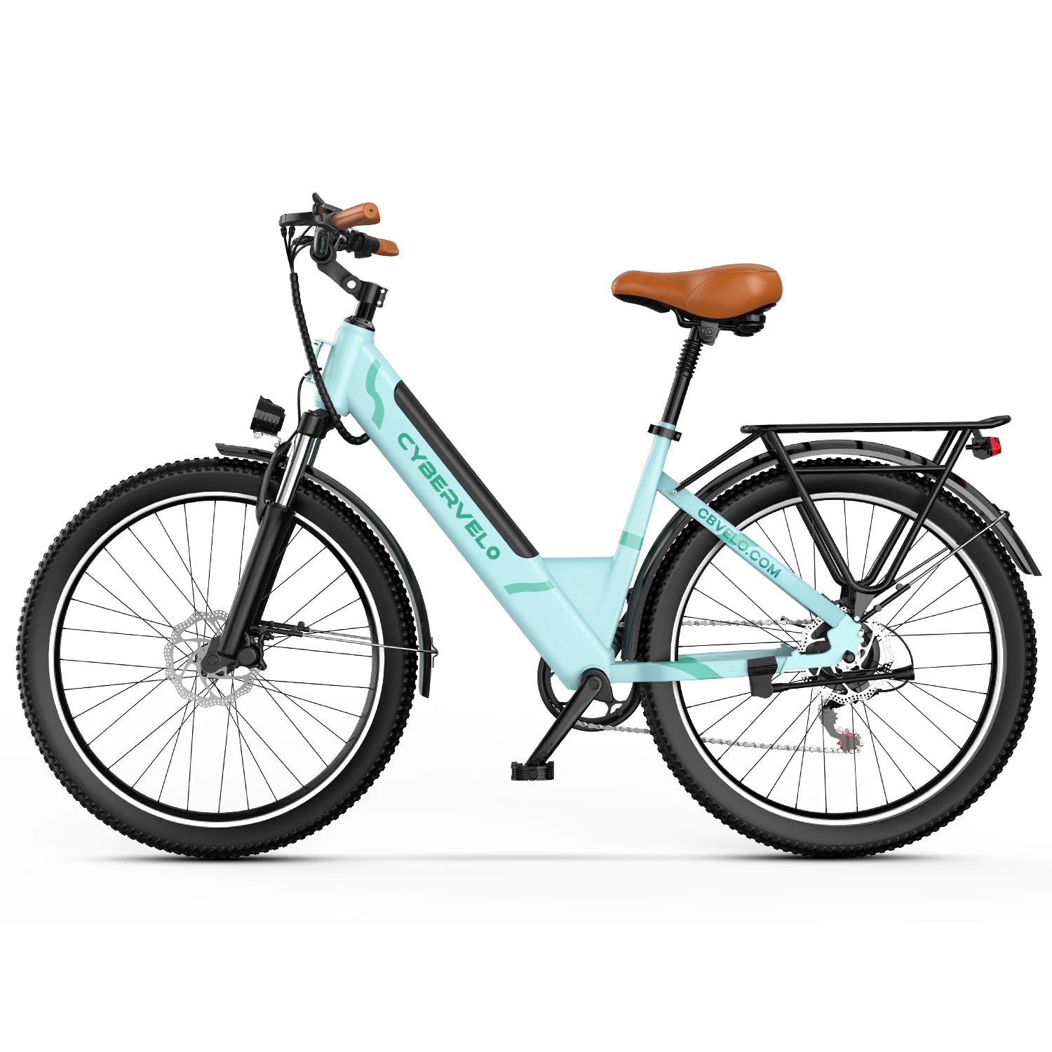 Cybervelo Urban Commute E-Bike, 48V 1000W Peak Motor Detachable Battery 7-Speed Shift Electric Bike 26" Step-Thru Adults EK2
