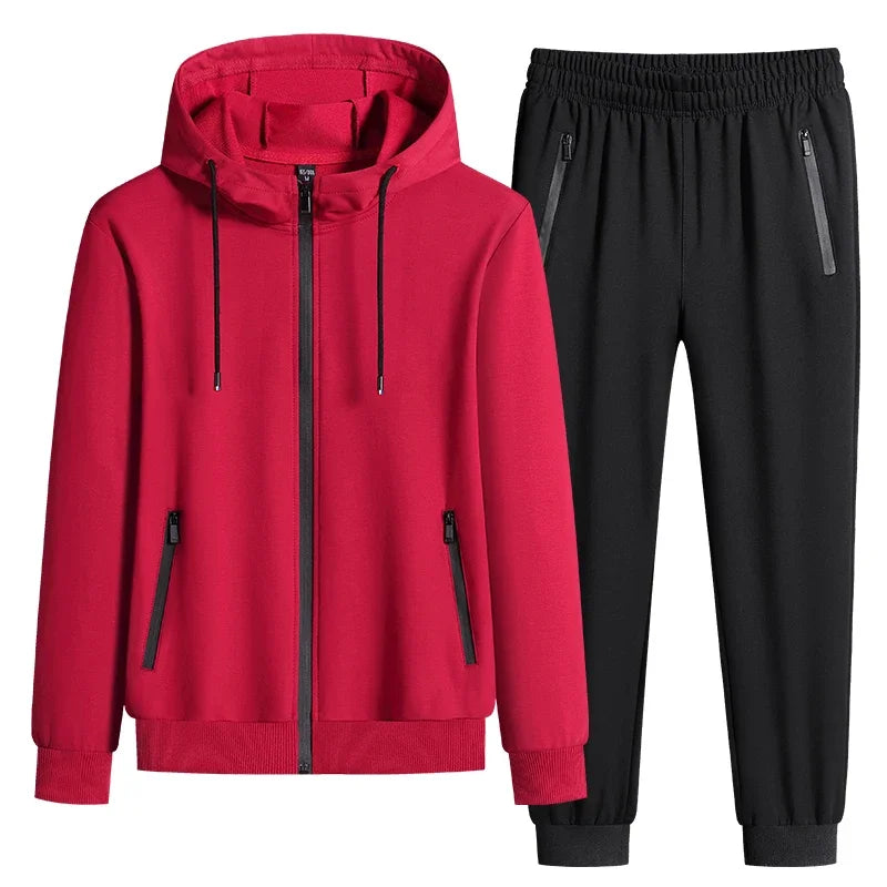 Plus Size tracksuits Men Sportswear Sets New Spring Autumn Clothing Hooded Pants Suit Male 2 Pieces Sweatshirt + Sweatpants 8XL