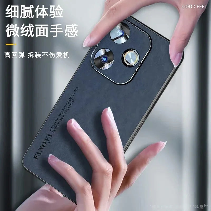 Case For Poco F6 Case Luxury Leather Back Cover For Xiaomi Poco F6 5G Redmi Turbo 3 Camera Protect Silicone Shockproof Bumper