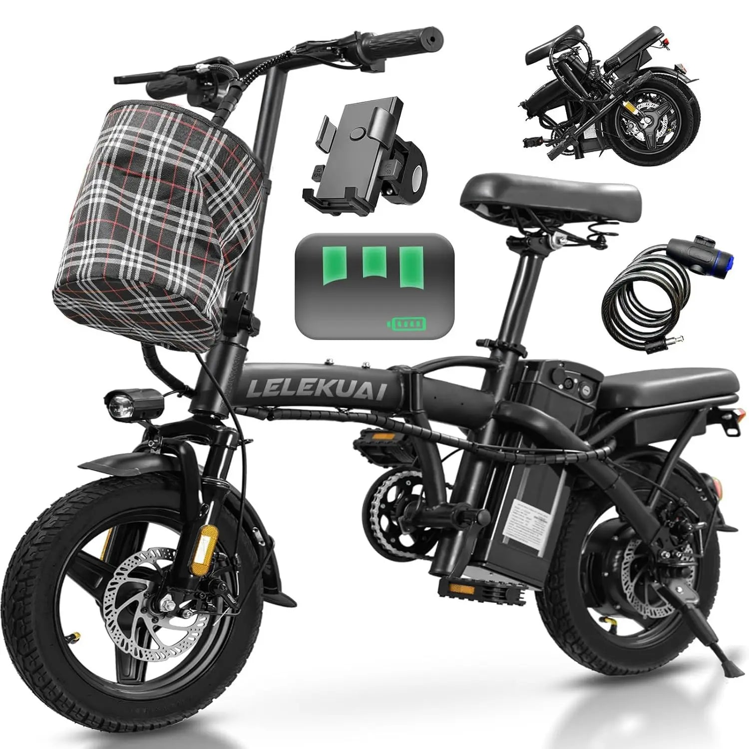 Electric Bike for Adults and Teens, 520W-1200W Motor, 20-28MPH, 32 Miles Range, 48V 10Ah Battery, 3-Level Pedal, Customized