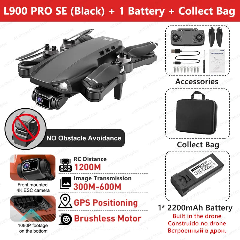 LYZRC L900 PRO SE MAX GPS Drone 4K Professional Dual Camera Brushless 360 Obstacle Avoidance 5G WIFI FPV Foldable RC Quadcopter