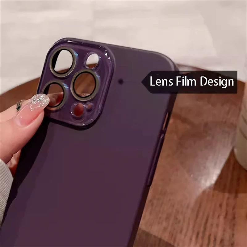 Simple Skin Friendly Matte Full Coverage Lens Protection Case For iPhone 16 15 14 13 12 11 Pro Max Plus Hard PC Shockproof Cover