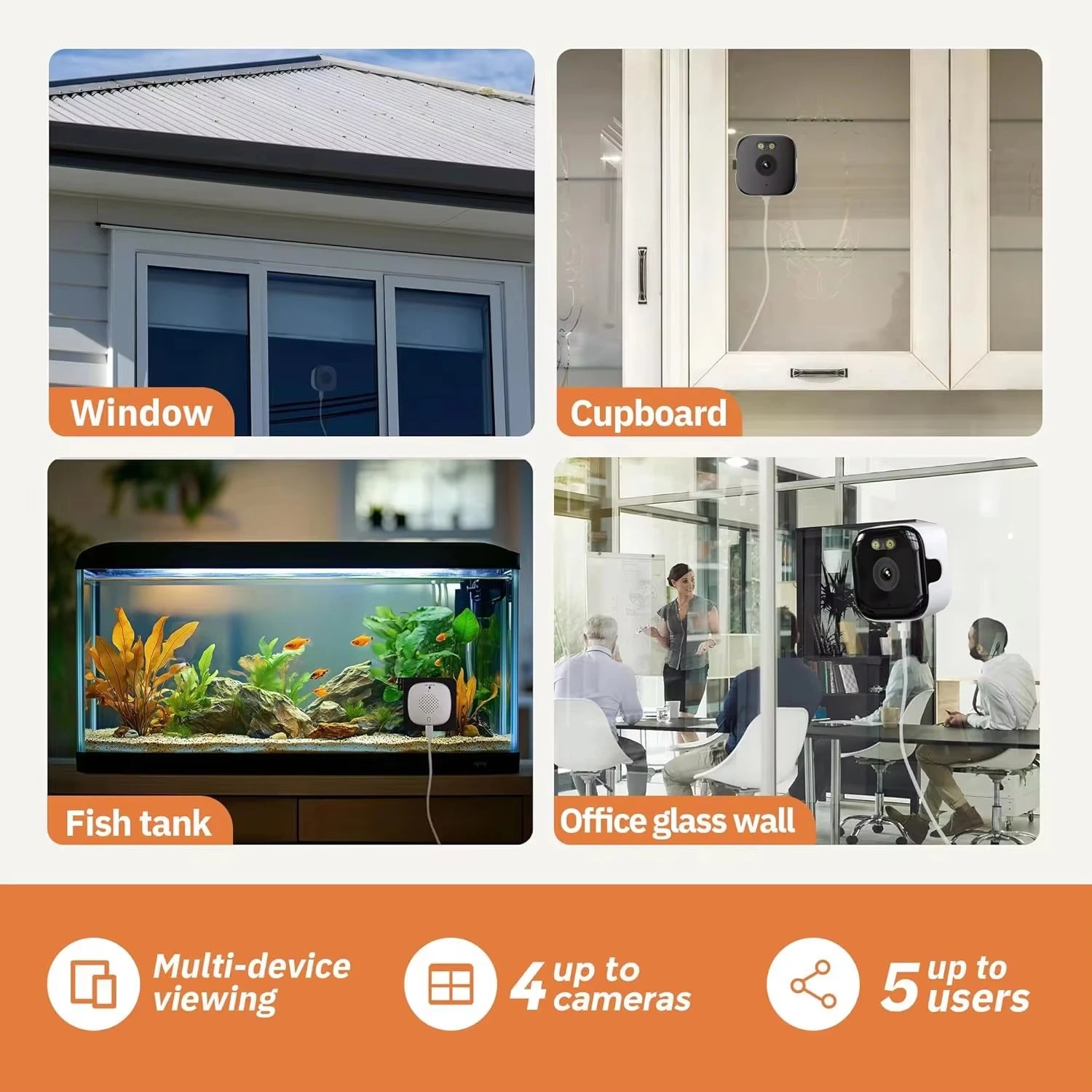 Mini Window Camera Replaces Outdoor Cameras 2.4/5GHz WiFi Camera 3MP Resolution Full-Color Night Vision Through Window Camera