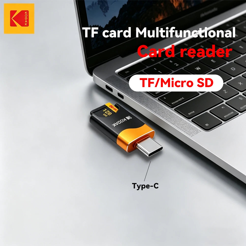 KODAK T330 Type-C TF Card Reader High-Speed OTG Adapter for Smartphones Tablets PC USB C Micro SD Memory Card