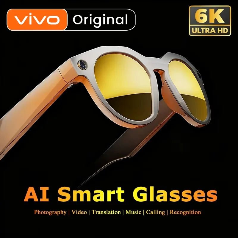 VIVO Original HD AI Smart Camera Glasses Multifunctional Bluetooth Call Voice Assistant Music Player Translation Camera Glasses