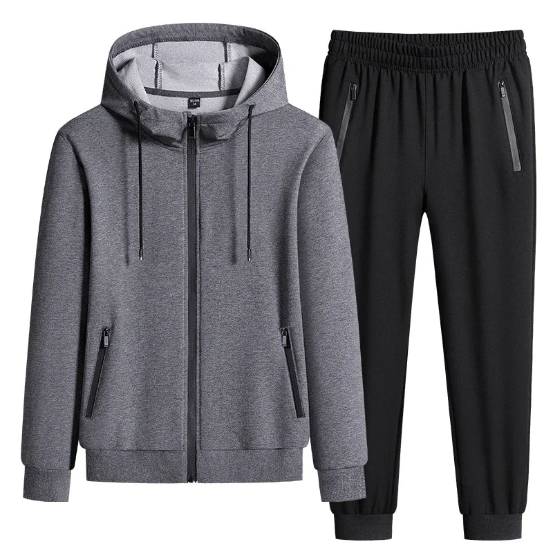 Plus Size tracksuits Men Sportswear Sets New Spring Autumn Clothing Hooded Pants Suit Male 2 Pieces Sweatshirt + Sweatpants 8XL