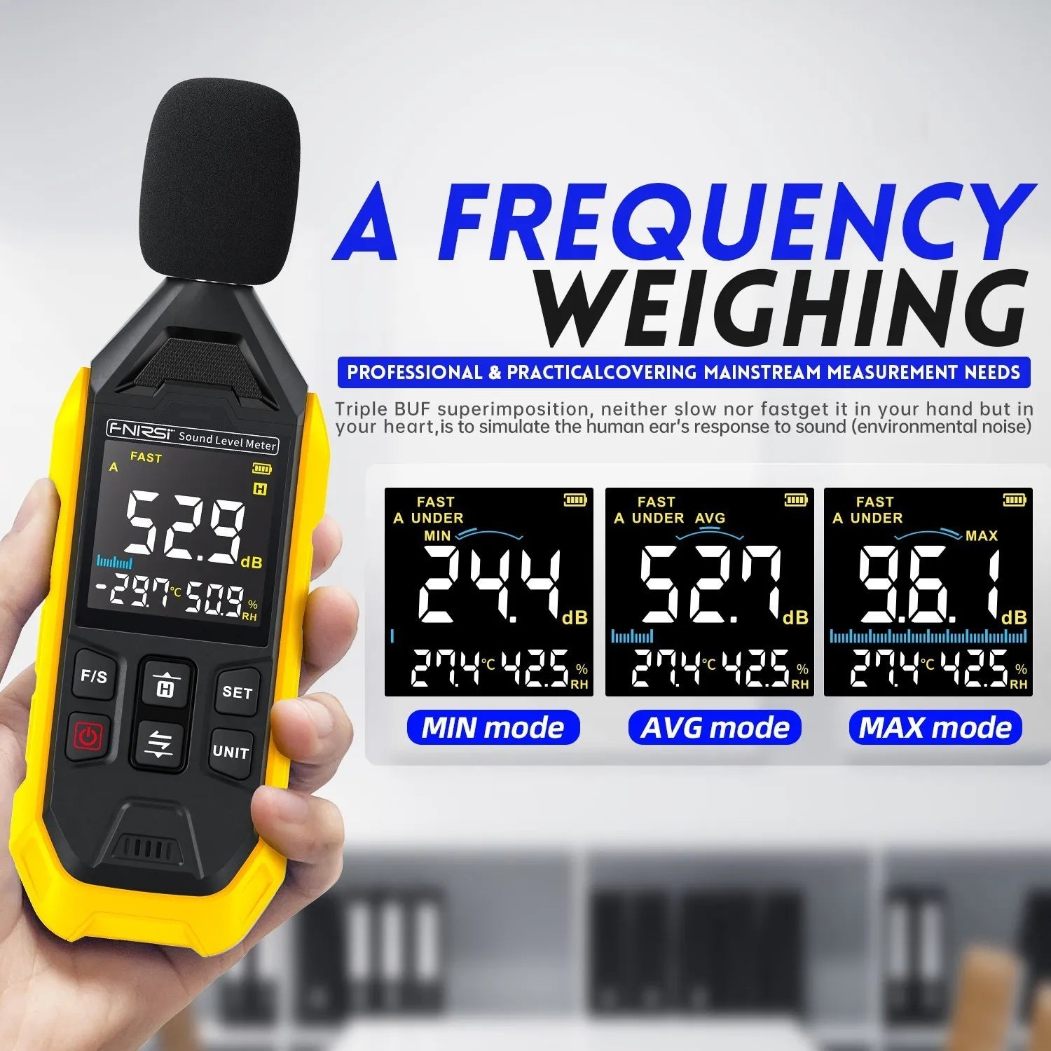 FNIRSI FDM01 Digital Sound Level Meter Audio Level Meter  Sound Meter Decibelimetro 30-130dB Decibel Meter Portable Noise Meter