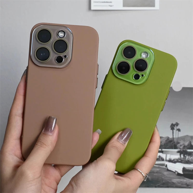 Simple Skin Friendly Matte Full Coverage Lens Protection Case For iPhone 16 15 14 13 12 11 Pro Max Plus Hard PC Shockproof Cover