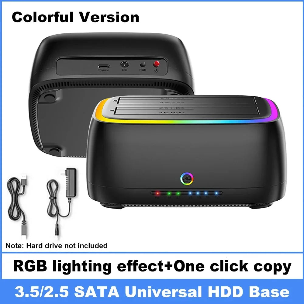RGB HDD Docking Station SATA to USB 3.0 Adapter for 2.5/3.5 Inch HDD SSD Case HDD Box Hard Drive Enclosure PC Accessories