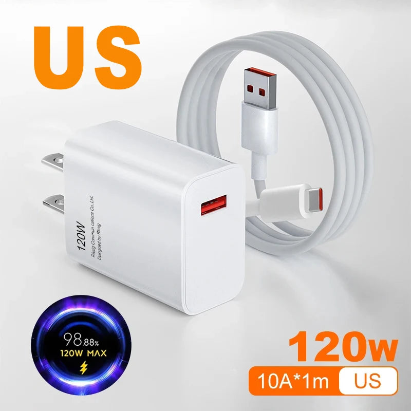 Oiginal 120W Charger Turbo Fast Charge Eu/Us Hypercharge Adapter for Xiaomi Redmi Note 11 12 13 Pro Plus 5G Mi 14 13 13T Cable