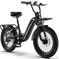 Cybervelo 1000W Motor Peak Electric Bike for Adults 48V 20AH Removable Battery Step Thru EBike 30+MPH 80 Miles Max Range 20" Fat Tire Electric Bicycles with 7 Speed EK8