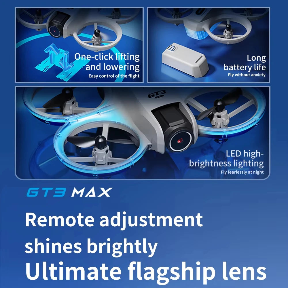 GT3 Max Drone 8K HD Three Camera GPS Brushless Optical Flow Obstacle Avoidance 4.3-inch large screen UAV RC 18000M 2026 NEW