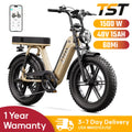 TST R00C 1500W Electric Bike, 48V 15Ah, 28 MPH, 50-60 Miles Range, 20" Fat Tires, Rear Seat