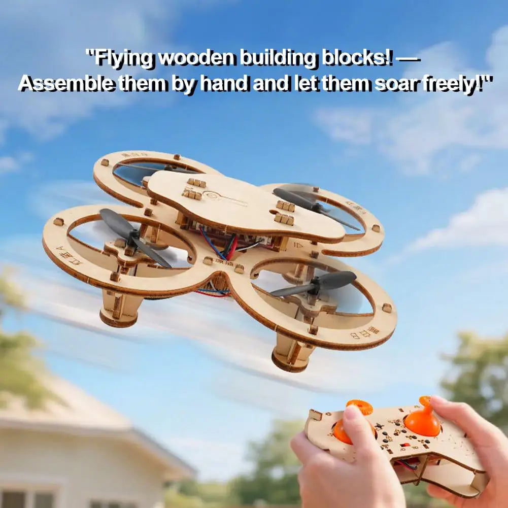 Wooden Assembly DIY Quadcopter With Remote Control Drone Educational Physics Engineering Model Puzzle Assembly Toy Model