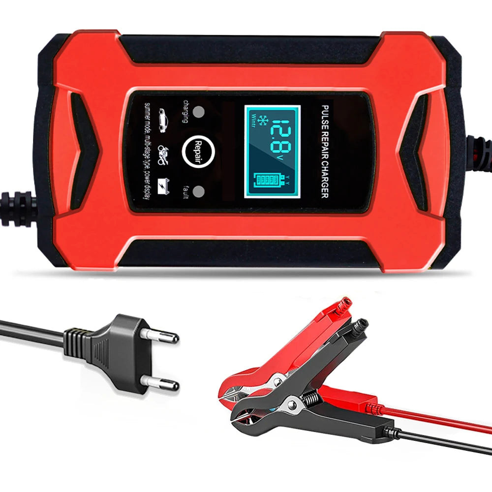 Cargador de Batería de Coche 2V 6A, Carga Rápida Inteligente, Reparación por Pulsos, Apagado Automático Completo, Modo Dual