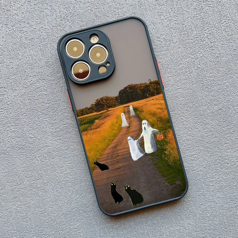 Case For iPhone 17 15 14 11 Pro Max 16 13 12 Mini Pro Max XS X XR 14 15 16 Plus Aesthetic Cute Ghost Art Shockproof Covers