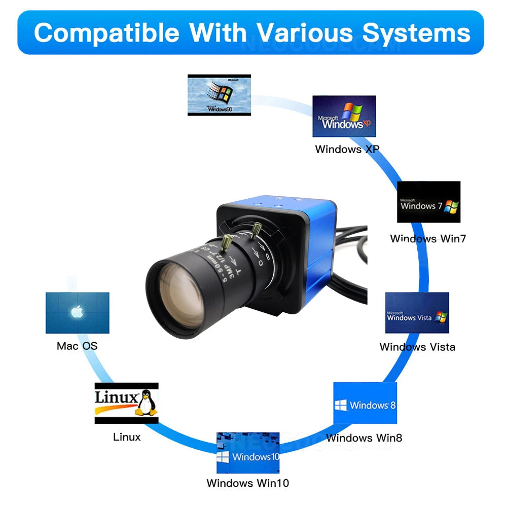 30fps Industrial 4K 8MP CCD IMX415 USB Webcam With 2.8-12mm/5-50mm Manual Zoom Lens 2K 4MP UVC OTG PC Video Camera For Computer