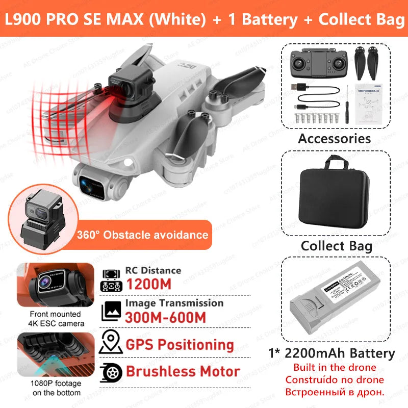 LYZRC L900 PRO SE MAX GPS Drone 4K Professional Dual Camera Brushless 360 Obstacle Avoidance 5G WIFI FPV Foldable RC Quadcopter