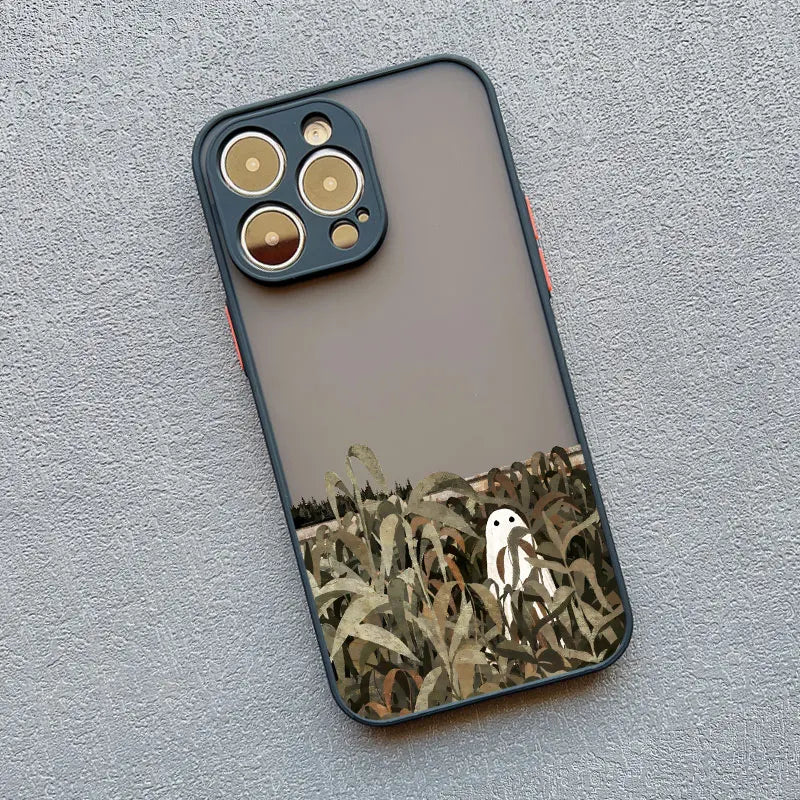 Case For iPhone 17 15 14 11 Pro Max 16 13 12 Mini Pro Max XS X XR 14 15 16 Plus Aesthetic Cute Ghost Art Shockproof Covers