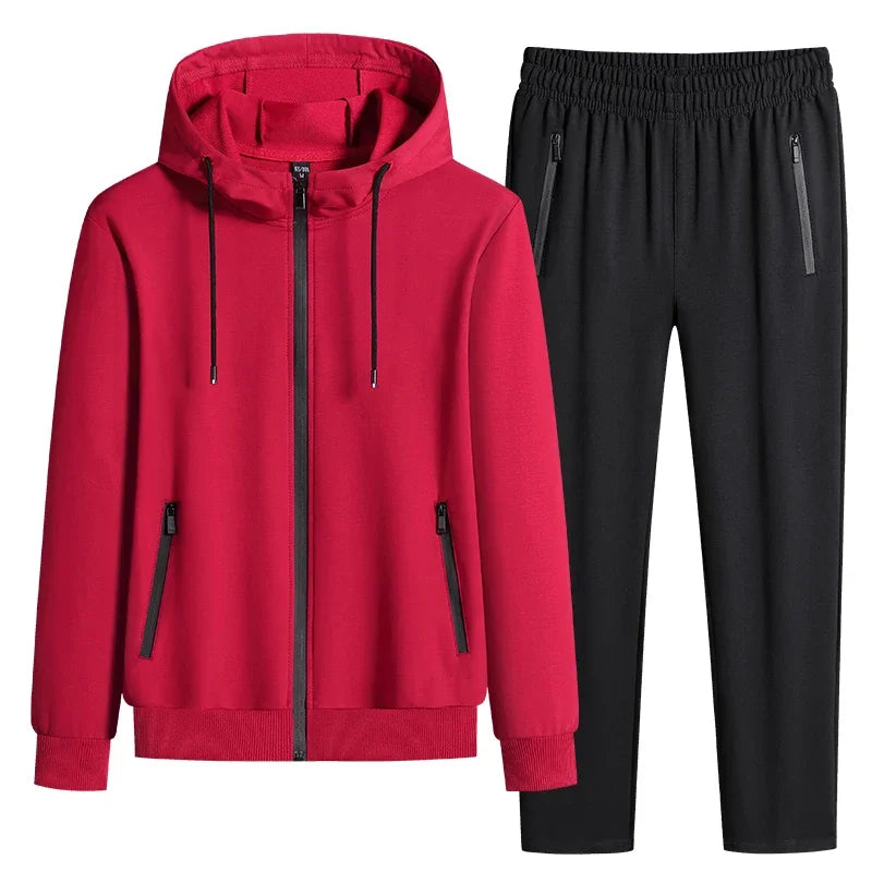 Plus Size tracksuits Men Sportswear Sets New Spring Autumn Clothing Hooded Pants Suit Male 2 Pieces Sweatshirt + Sweatpants 8XL