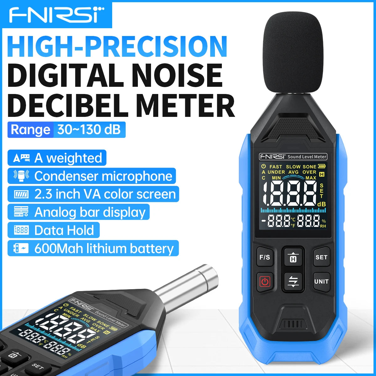 FNIRSI FDM01 Digital Sound Level Meter Audio Level Meter  Sound Meter Decibelimetro 30-130dB Decibel Meter Portable Noise Meter