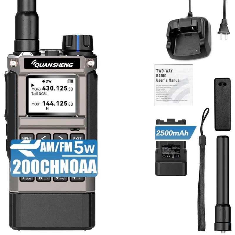 Quansheng UV-K1(8) Air Band Walkie Talkie 50-600MHz Full Band Receive UHF VHF Ham Radio Wireless Frequency Copy Type-C Charging