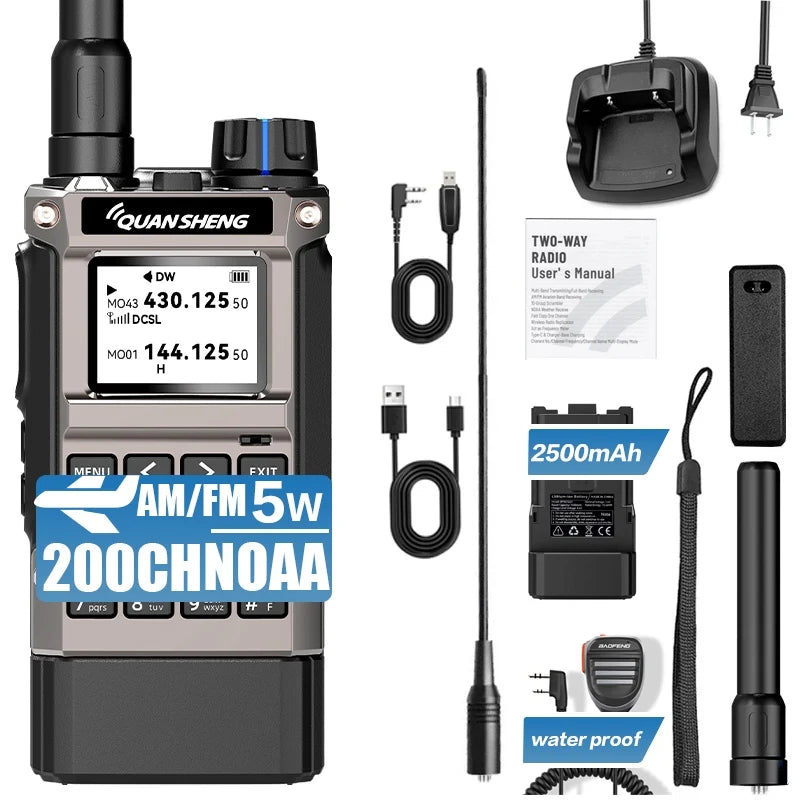 Quansheng UV-K1(8) Air Band Walkie Talkie 50-600MHz Full Band Receive UHF VHF Ham Radio Wireless Frequency Copy Type-C Charging