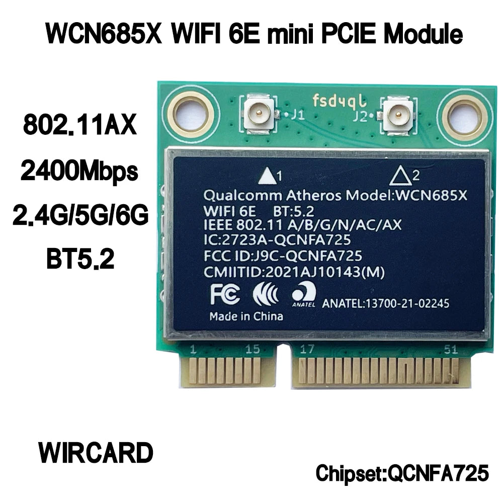 AXE3000H 5374Mbps Wifi 6E For AX210 Mini PCIE Wifi Card For BT5.2 802.11AX 2.4G/5G/6Ghz Wlan Network Card Adapter For Windows 10