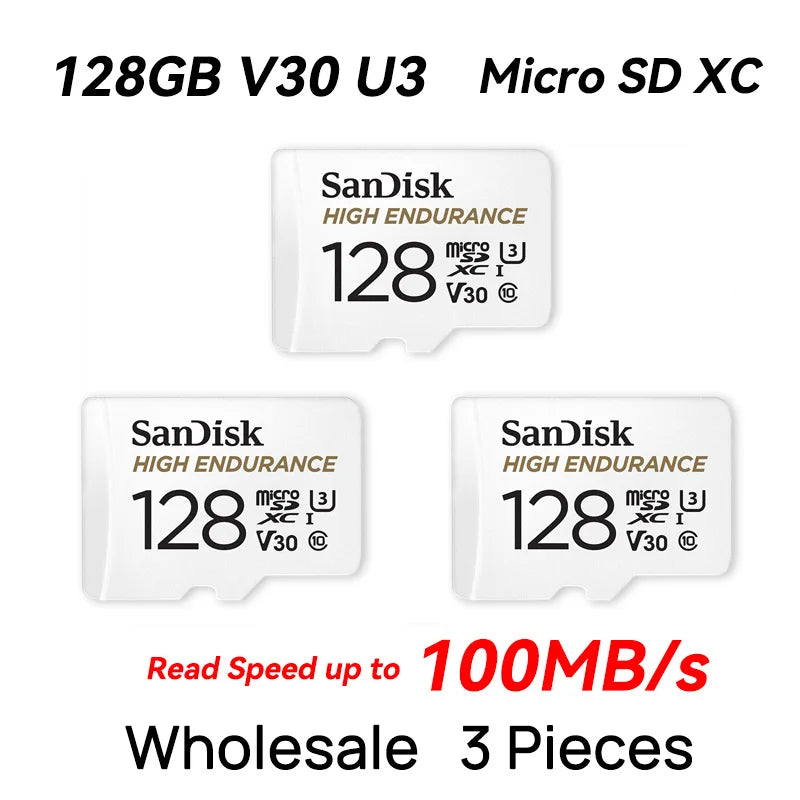 SanDisk V30 High endurance Micro SD Memory Card C10 U3 4K 32G 64G 128G 256G 100MB/s TF Card for Security Camera Dash Cam Phone
