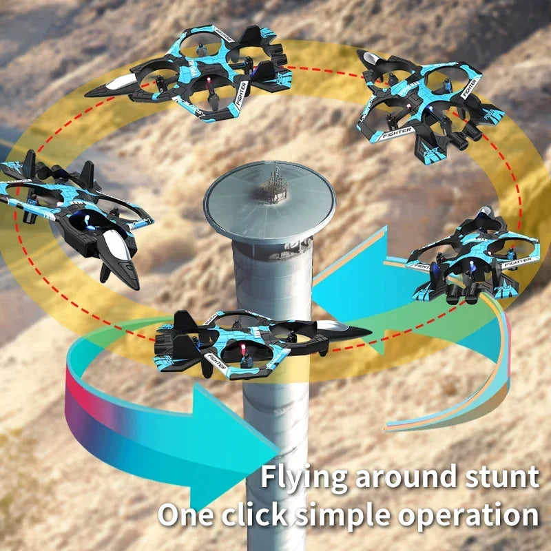 2025 New Fighter Quadcopter Drone Stunt Light RC Aircraft Four Channel Hovering Alta Altitude Rolling Special Effect ﻿