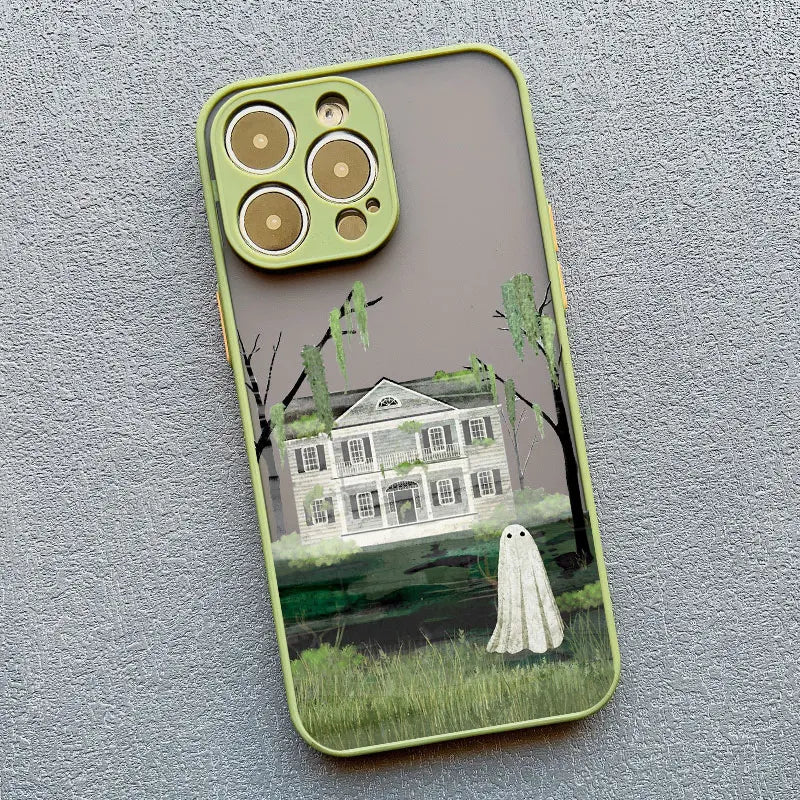 Case For iPhone 17 15 14 11 Pro Max 16 13 12 Mini Pro Max XS X XR 14 15 16 Plus Aesthetic Cute Ghost Art Shockproof Covers