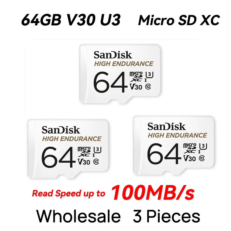 SanDisk V30 High endurance Micro SD Memory Card C10 U3 4K 32G 64G 128G 256G 100MB/s TF Card for Security Camera Dash Cam Phone
