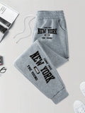 New York The Young Art Letter Print Man Autumn Fashion Sportpants Warm Soft Britches Street Pocket Long Pant Comfy Fleece Pants