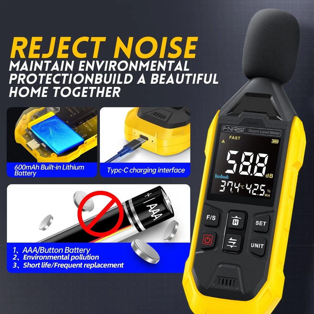 FNIRSI FDM01 Digital Sound Level Meter Audio Level Meter  Sound Meter Decibelimetro 30-130dB Decibel Meter Portable Noise Meter