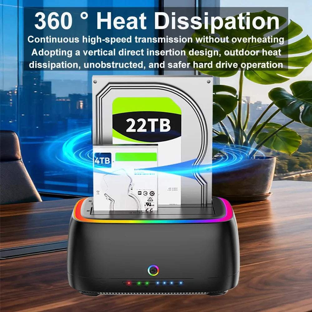 RGB HDD Docking Station SATA to USB 3.0 Adapter for 2.5/3.5 Inch HDD SSD Case HDD Box Hard Drive Enclosure PC Accessories