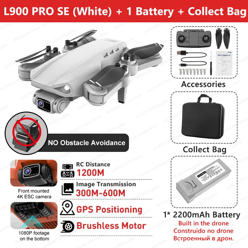 LYZRC L900 PRO SE MAX GPS Drone 4K Professional Dual Camera Brushless 360 Obstacle Avoidance 5G WIFI FPV Foldable RC Quadcopter