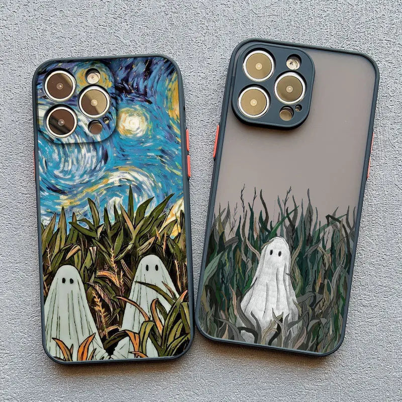 Case For iPhone 17 15 14 11 Pro Max 16 13 12 Mini Pro Max XS X XR 14 15 16 Plus Aesthetic Cute Ghost Art Shockproof Covers