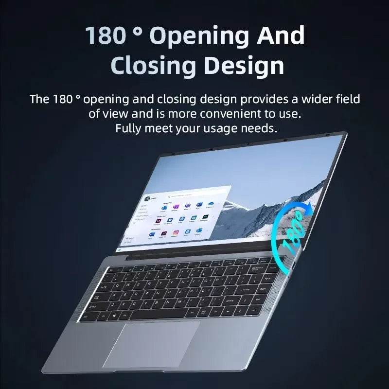 New Ultra Slim Laptop 14.1" 16GB RAM 2TB SSD Intel N3700 Notebook Gamer 1920*1080 Display Office Study Computer PC Windows 11 Pro