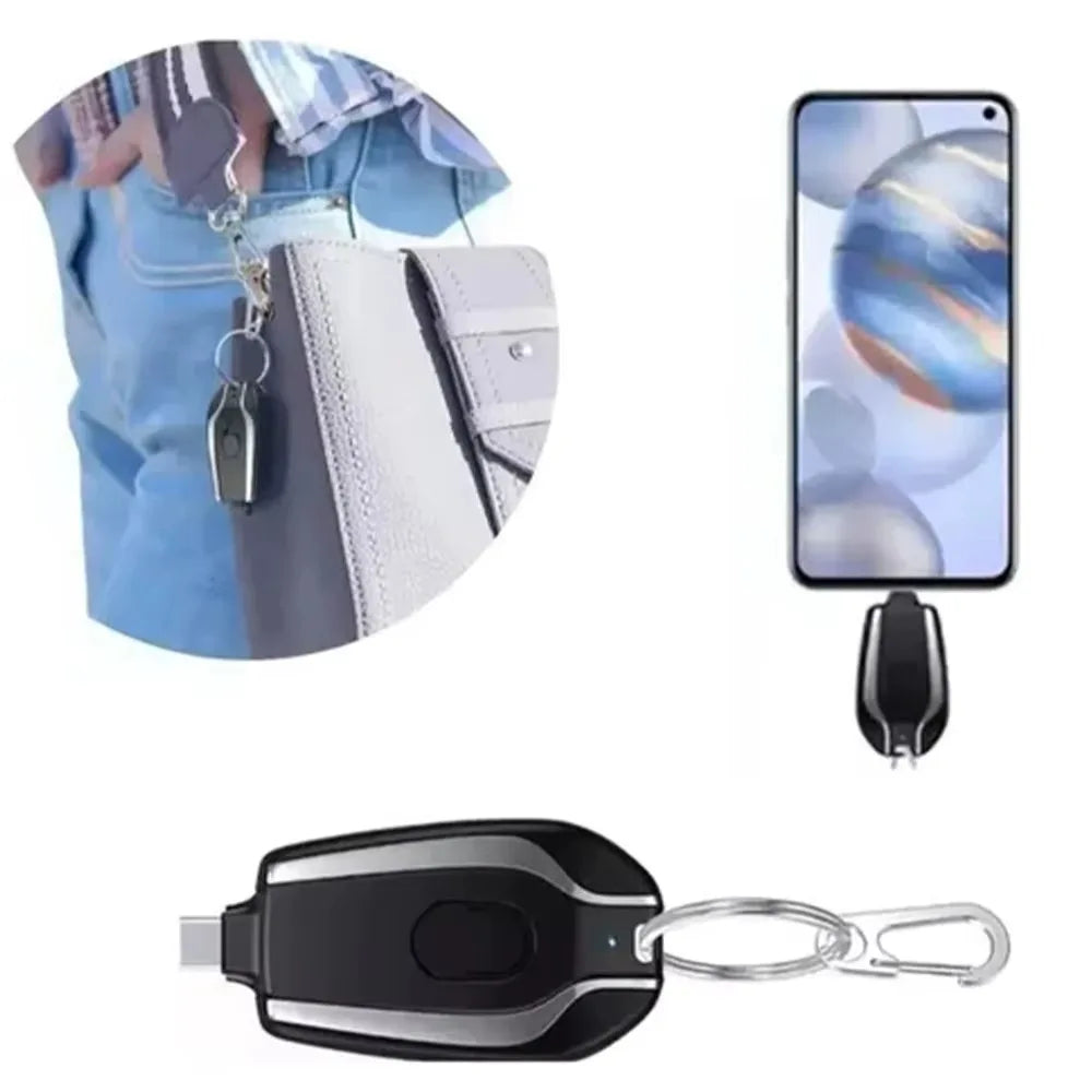 Portable Charger Keychain 1500mAh Emergency Rapid Recharge For Mobile Phone Moving Compact and Comfortable Design L