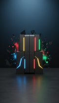 Console modular com detalhes holográficos